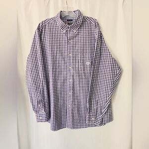 Chaps Purple/White Checkered Long Sleeve Button Down Shirt Size  XL